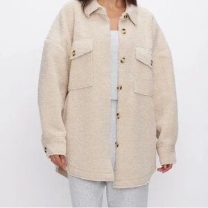 Good American Sherpa Shirt Jacket | Small/Medium | Cream